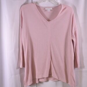 J Jill Pure Jill Pink Sand Washed V‑Neck 3/4 Sleeve Blouse Womens Small